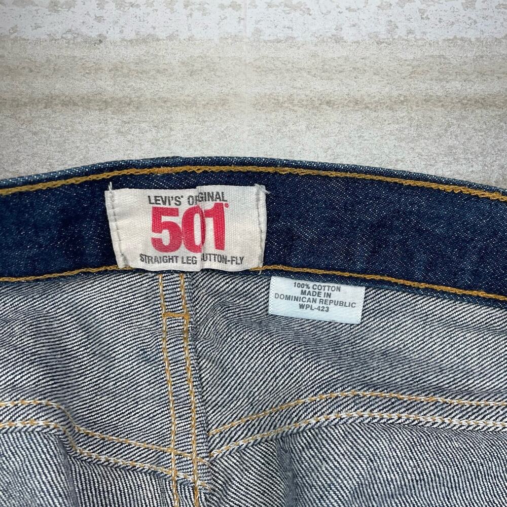 Vintage Y2K Levis Jeans 501 40x32 Regular Straight Fit Dark Wash Denim Button - Picture 5 of 6